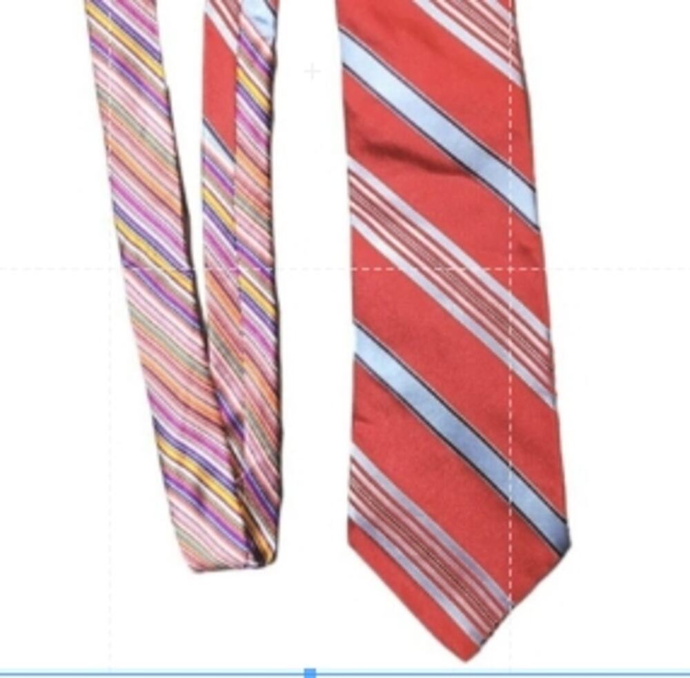 Vintage Tommy Hilfiger Tie Made USA 100% Silk Red White Blue Striped Necktie